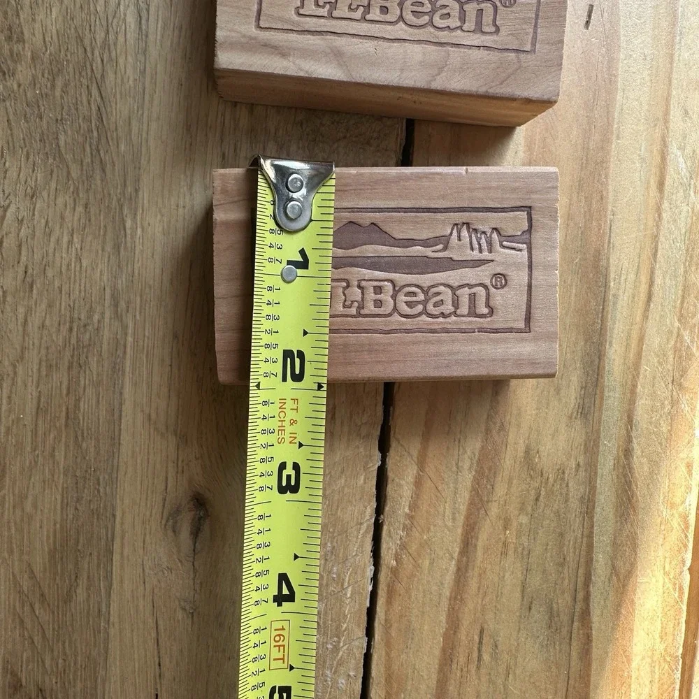 Vintage LL Bean CEDAR Wood Blocks Rare ‎ (SET of 3) Mountain Scene